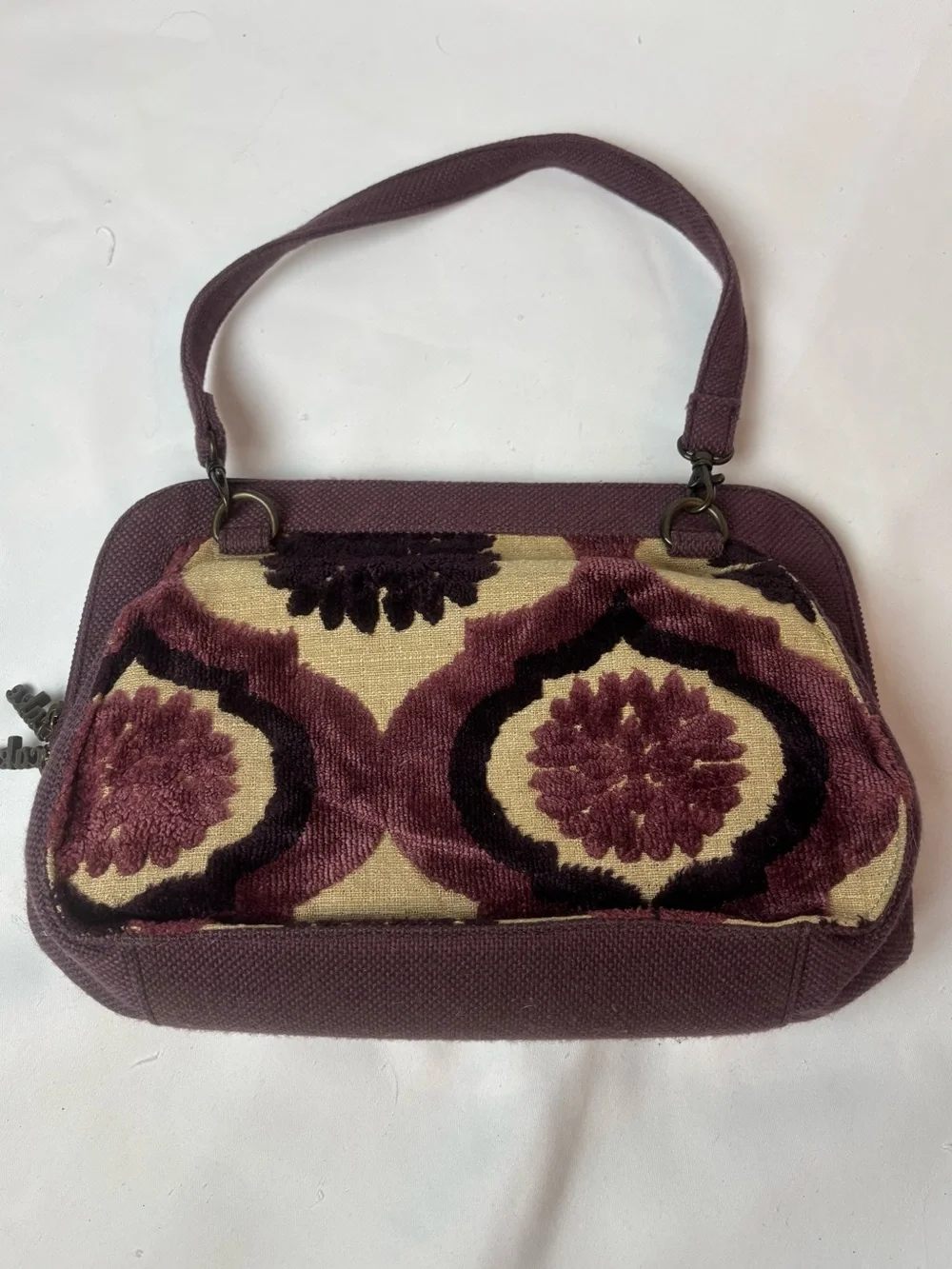 Petunia Pickle Bottom Cake Cameo Clutch Diaper Bag Plum Cream Damask Jacquard